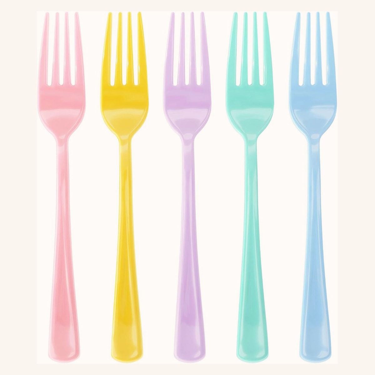Pastel plastic fork set for parties